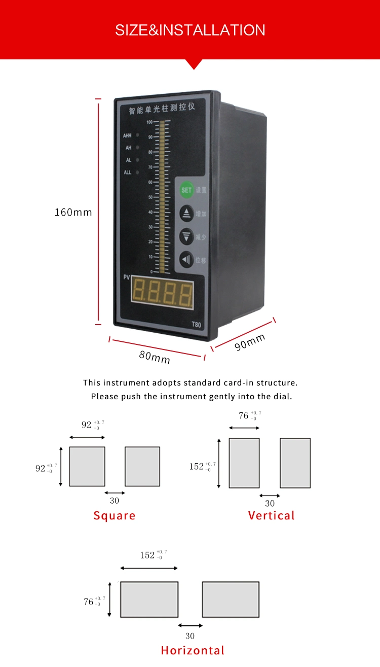 Intelligent Digital Display Instrument 4-20mA/ RS485/Relay Signal Output Solenoid Valve/Water Pump/Temperature/Pressure/Levelmeasurement Display Control Alarm