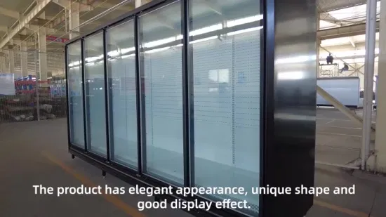 Refrigerador de supermercado, refrigerador vertical, exhibición de helado, puerta de cristal, congelador de varios pisos