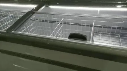 Congelador comercial de la isla de Combi de la exhibición del refrigerador de la puerta de cristal deslizante de 2500m m